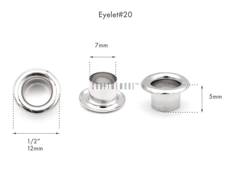 CRAFTMEMORE 300 Pack Aluminium Grommets Eyelets with Washers for Shoes, Bead Cores, Clothes, Leather, Canvas (1/4" (7mm)) - Image 3